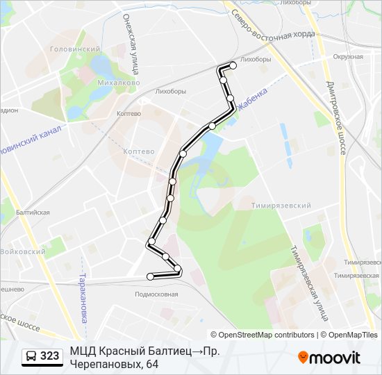 Остановки маршрутки 323