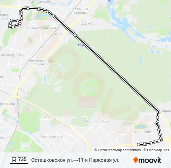 735 Bus Line Map