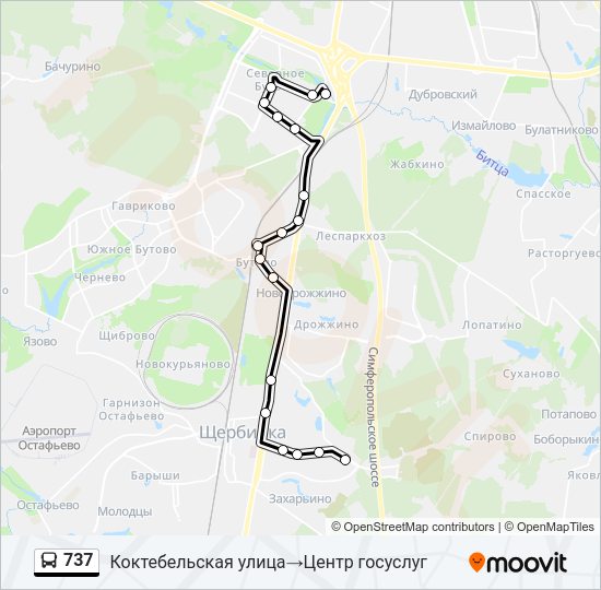 Автобус 737: карта маршрута