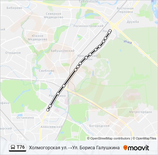 Т76 bus Line Map