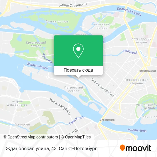 Карта Ждановская улица, 43