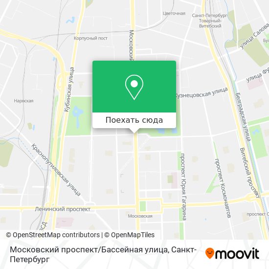 Карта Московский проспект / Бассейная улица