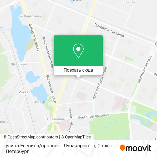 Карта улица Есенина / проспект Луначарского