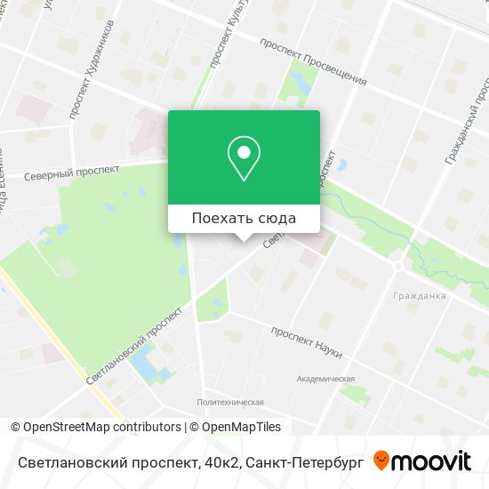 Карта Светлановский проспект, 40к2
