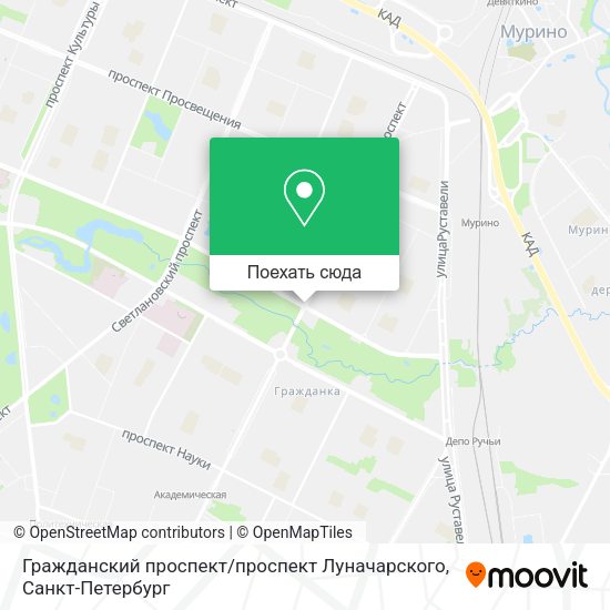 Карта Гражданский проспект / проспект Луначарского