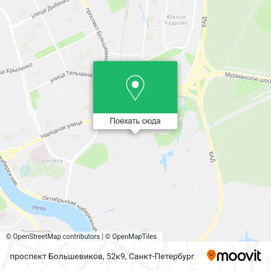 Карта проспект Большевиков, 52к9