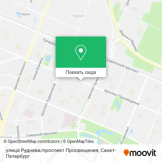 Карта улица Руднева / проспект Просвещения