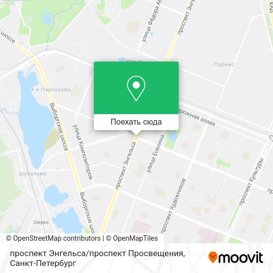 Карта проспект Энгельса / проспект Просвещения