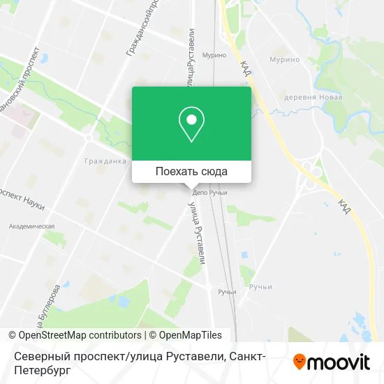 Карта Северный проспект / улица Руставели