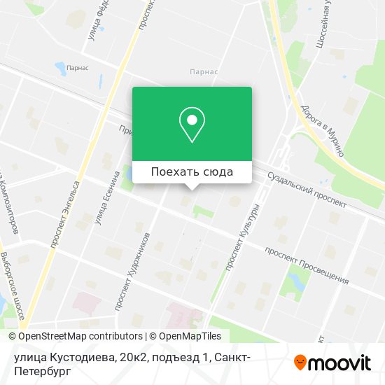 Карта улица Кустодиева, 20к2, подъезд 1