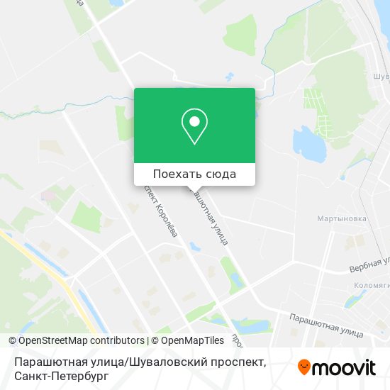 Карта Парашютная улица / Шуваловский проспект