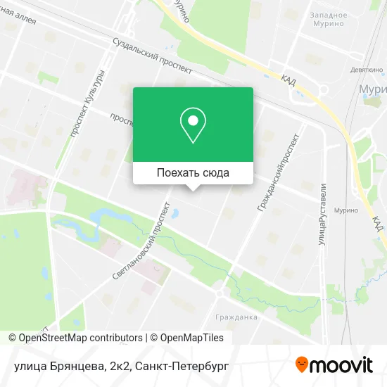 Карта улица Брянцева, 2к2