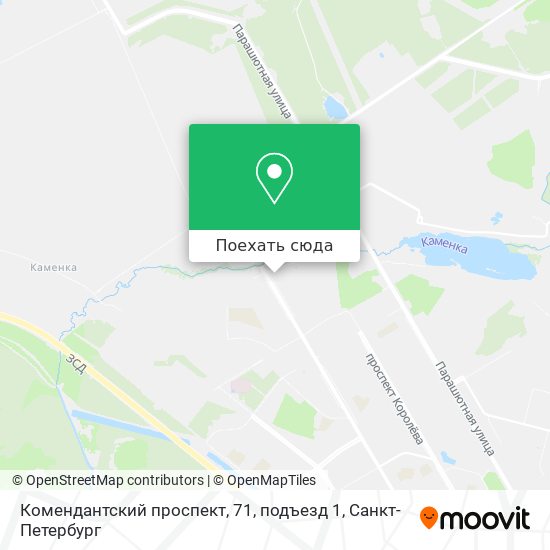 Карта Комендантский проспект, 71, подъезд 1