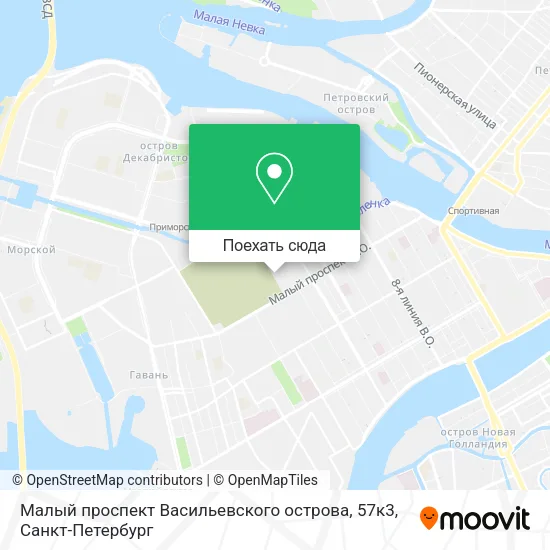 Карта Малый проспект Васильевского острова, 57к3