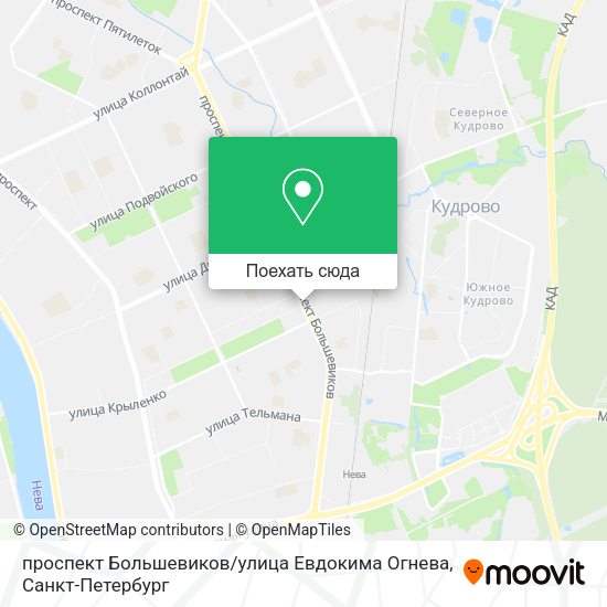 Карта проспект Большевиков / улица Евдокима Огнева