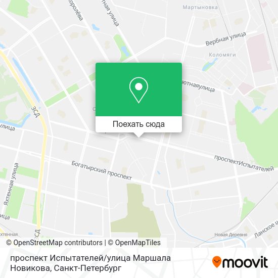Карта проспект Испытателей / улица Маршала Новикова
