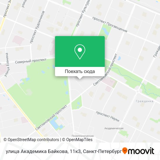 Карта улица Академика Байкова, 11к3