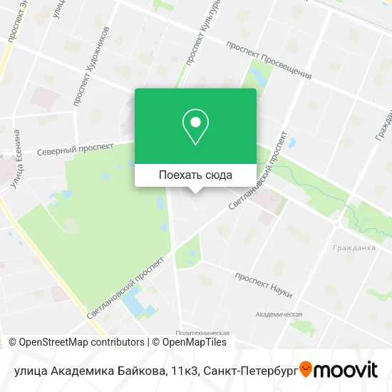 Карта улица Академика Байкова, 11к3
