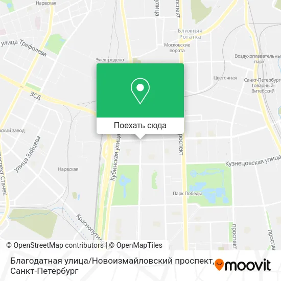 Карта Благодатная улица / Новоизмайловский проспект