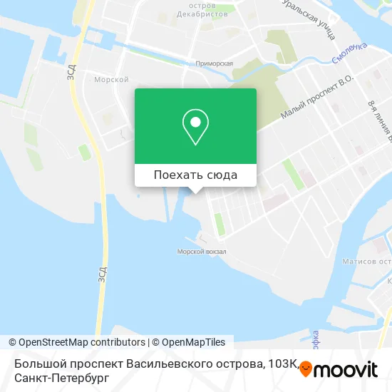 Карта Большой проспект Васильевского острова, 103К