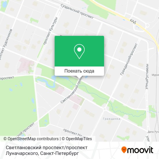 Карта Светлановский проспект / проспект Луначарского