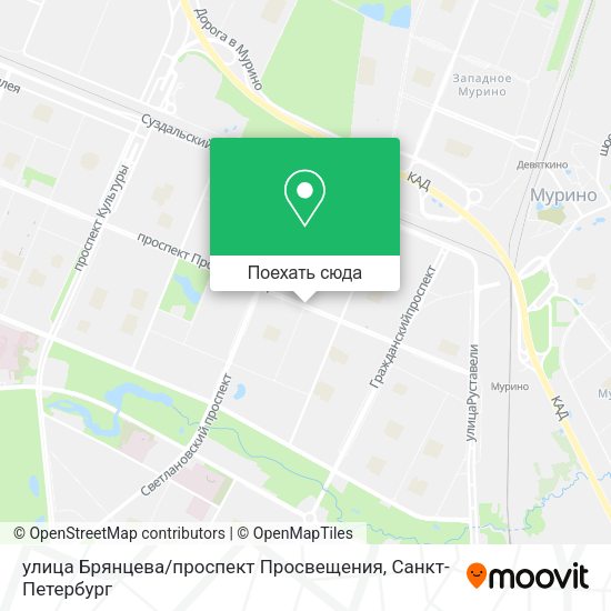 Карта улица Брянцева / проспект Просвещения