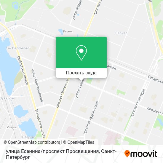 Карта улица Есенина / проспект Просвещения