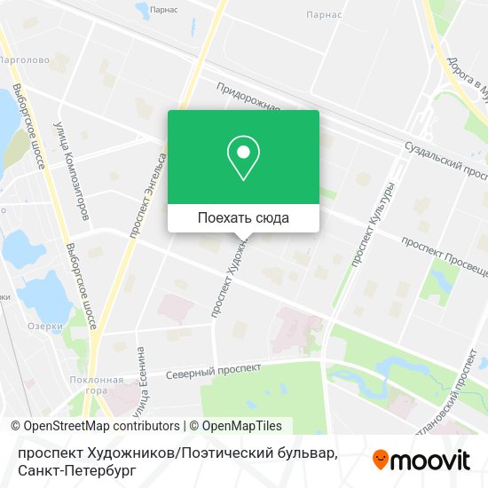 Карта проспект Художников / Поэтический бульвар