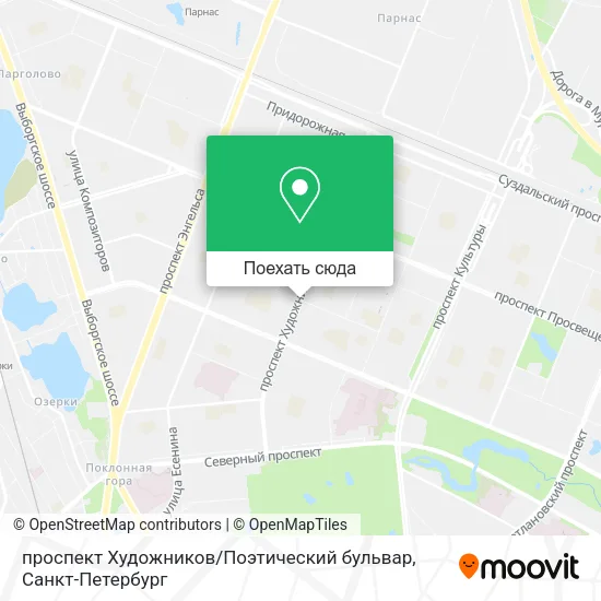 Карта проспект Художников / Поэтический бульвар