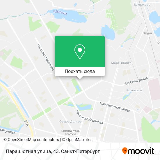 Карта Парашютная улица, 43