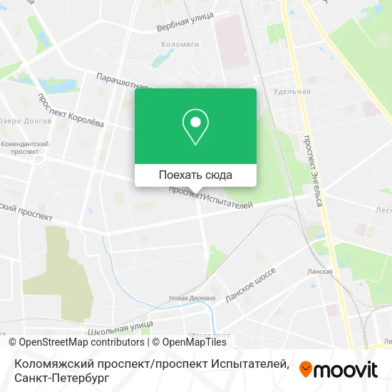 Карта Коломяжский проспект / проспект Испытателей