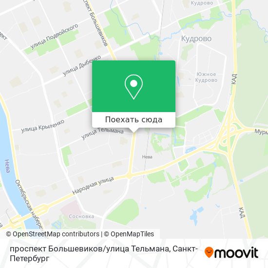 Карта проспект Большевиков / улица Тельмана
