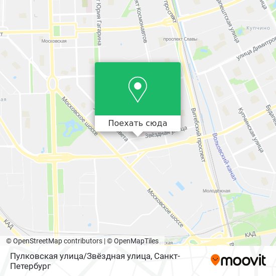 Карта Пулковская улица / Звёздная улица