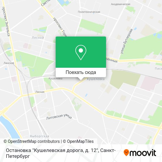 Карта Остановка "Кушелевская дорога, д. 12"