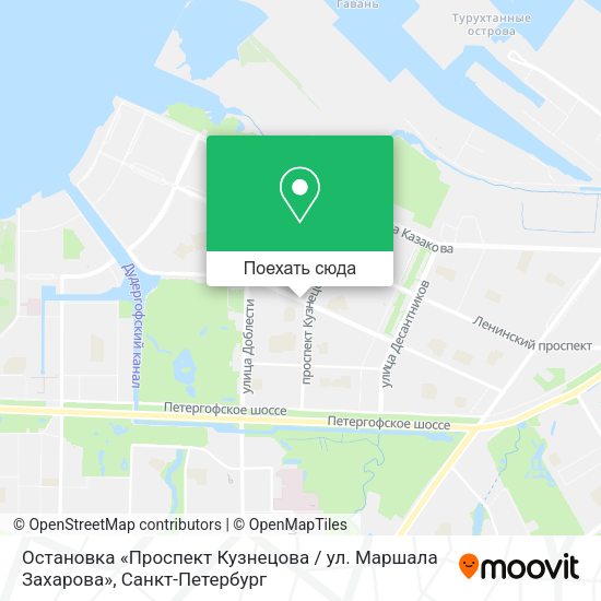 Карта Остановка «Проспект Кузнецова / ул. Маршала Захарова»