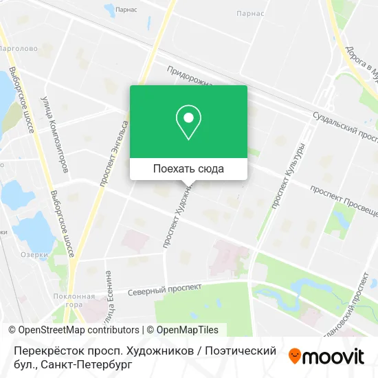Карта Перекрёсток просп. Художников / Поэтический бул.