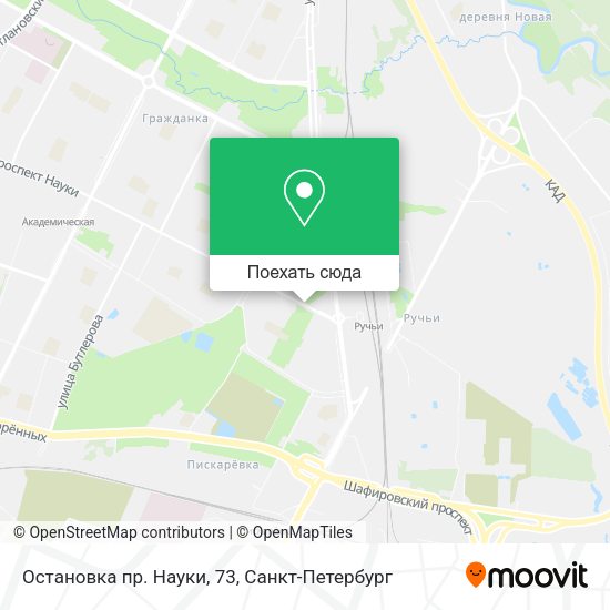 Карта Остановка пр. Науки, 73