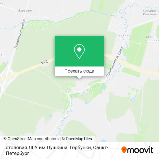 Карта столовая ЛГУ им.Пушкина, Горбунки