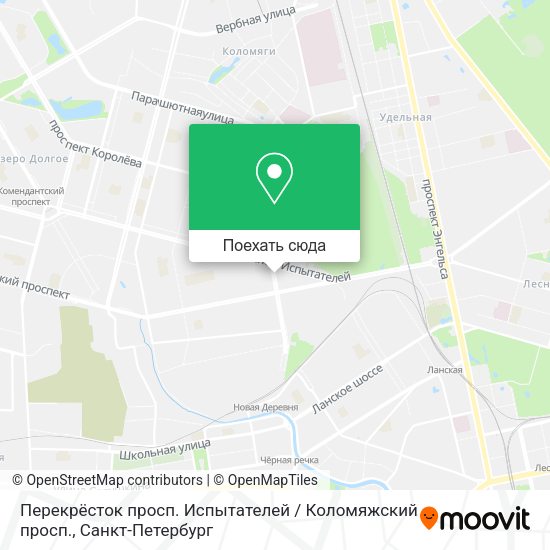 Карта Перекрёсток просп. Испытателей / Коломяжский просп.