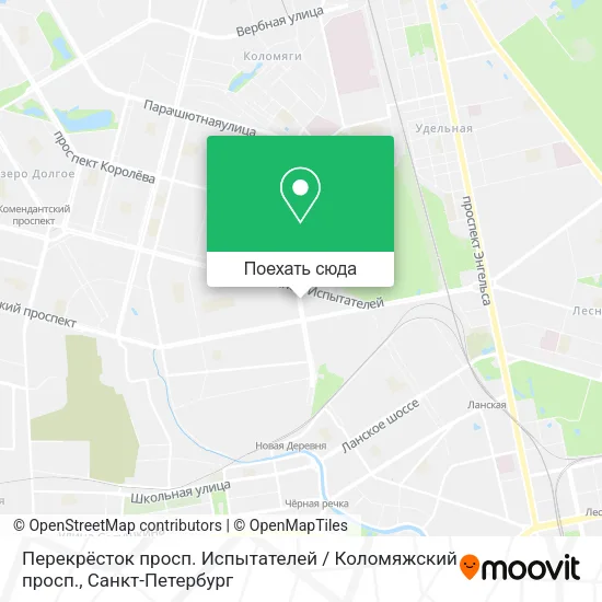 Карта Перекрёсток просп. Испытателей / Коломяжский просп.