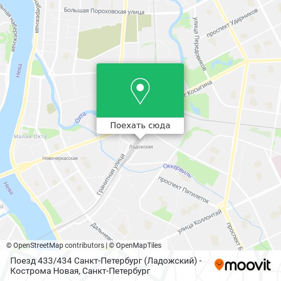 Карта Поезд 433 / 434 Санкт-Петербург (Ладожский) - Кострома Новая