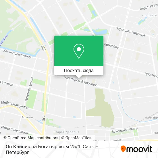 Карта Он Клиник на Богатырском 25/1