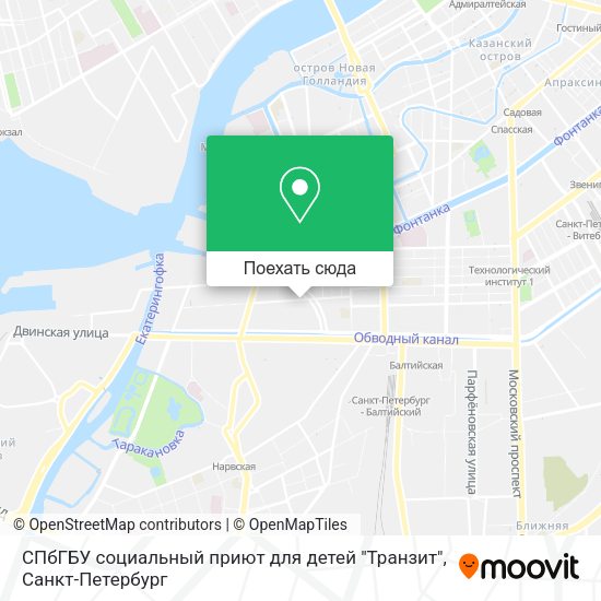 Карта СПбГБУ социальный приют для детей "Транзит"