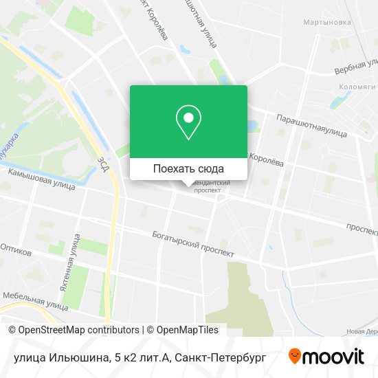 Карта улица Ильюшина, 5 к2 лит.А