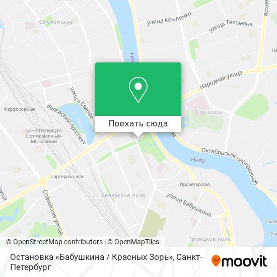 Карта Остановка «Бабушкина / Красных Зорь»