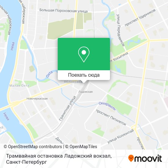 Карта Трамвайная остановка Ладожский вокзал