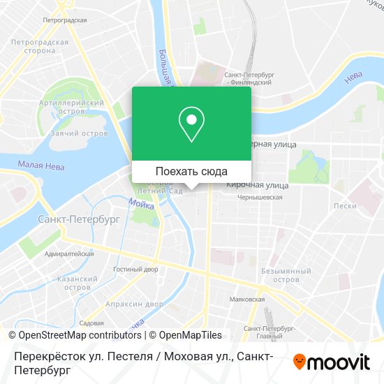 Карта Перекрёсток ул. Пестеля / Моховая ул.