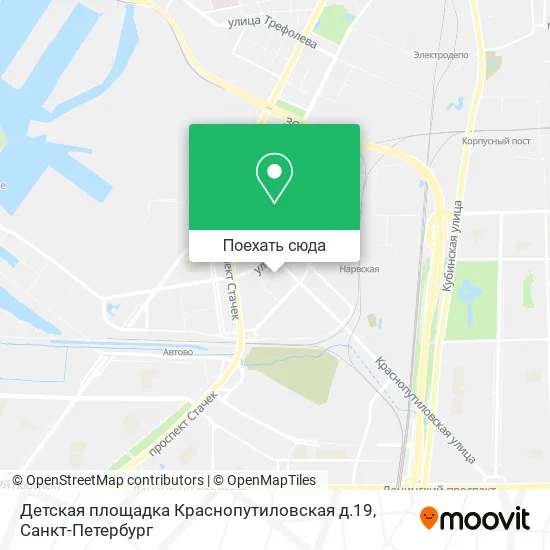 Карта Детская площадка Краснопутиловская д.19