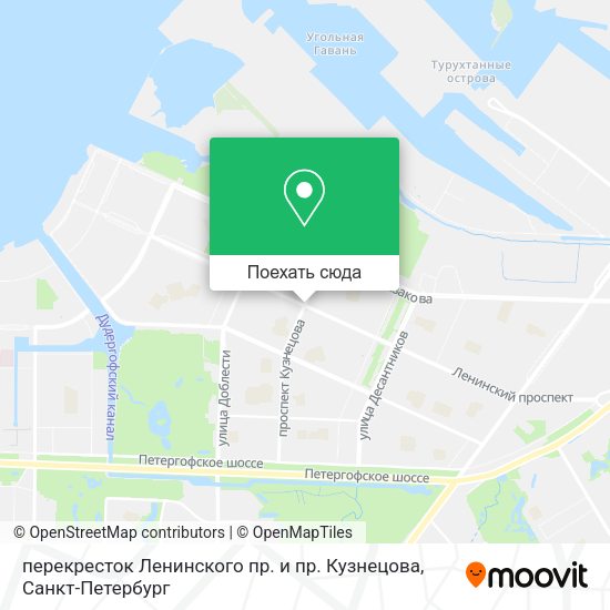 Карта перекресток Ленинского пр. и пр. Кузнецова