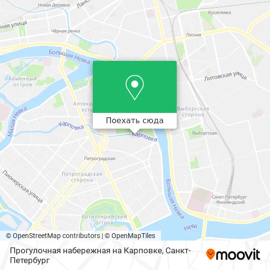 Карта Прогулочная набережная на Карповке